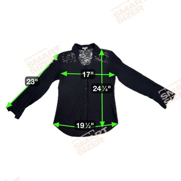 Express Slim Fit Black Button Down Portofino Shirt Black Lace Insert Size S - Picture 5 of 5